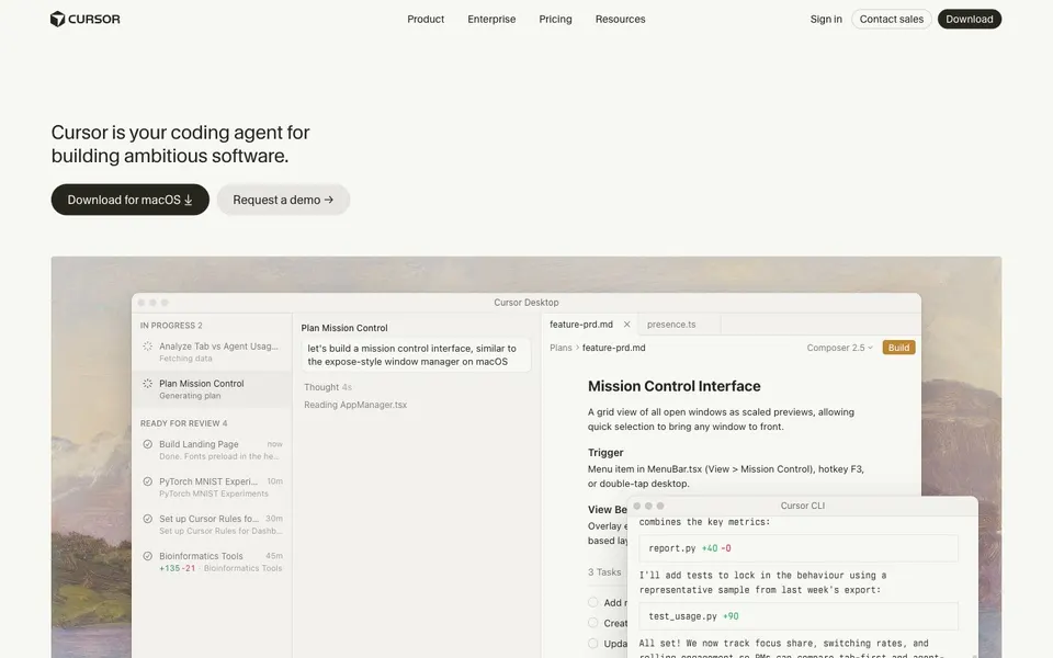Cursor home page