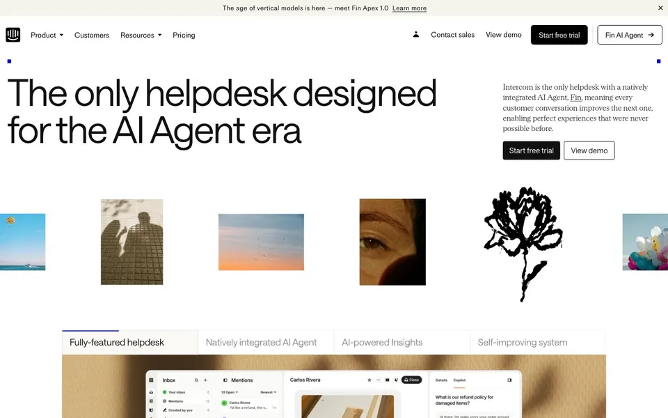 Intercom home page