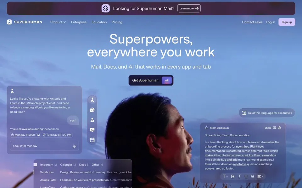 Superhuman home page