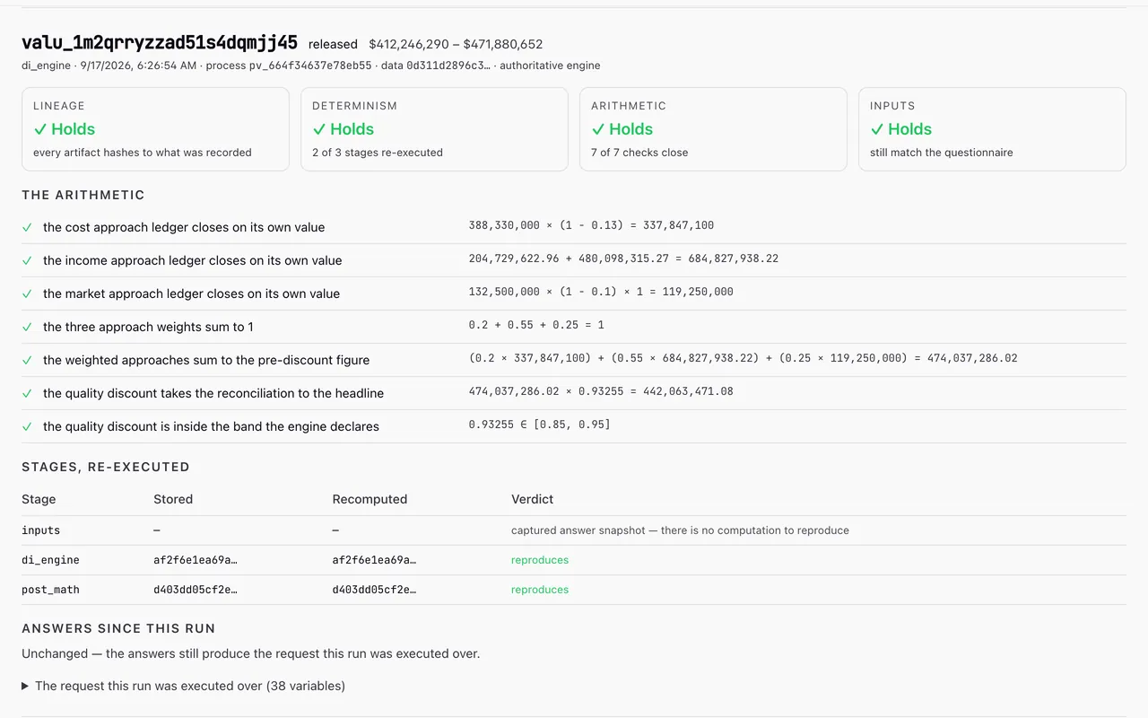 One2B: Audit view: every calculation re-checked