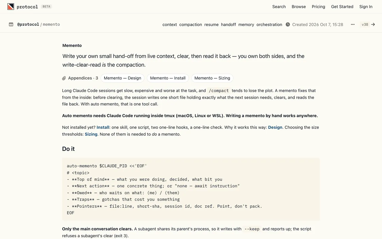 Protocol: A protocol page, written for agents