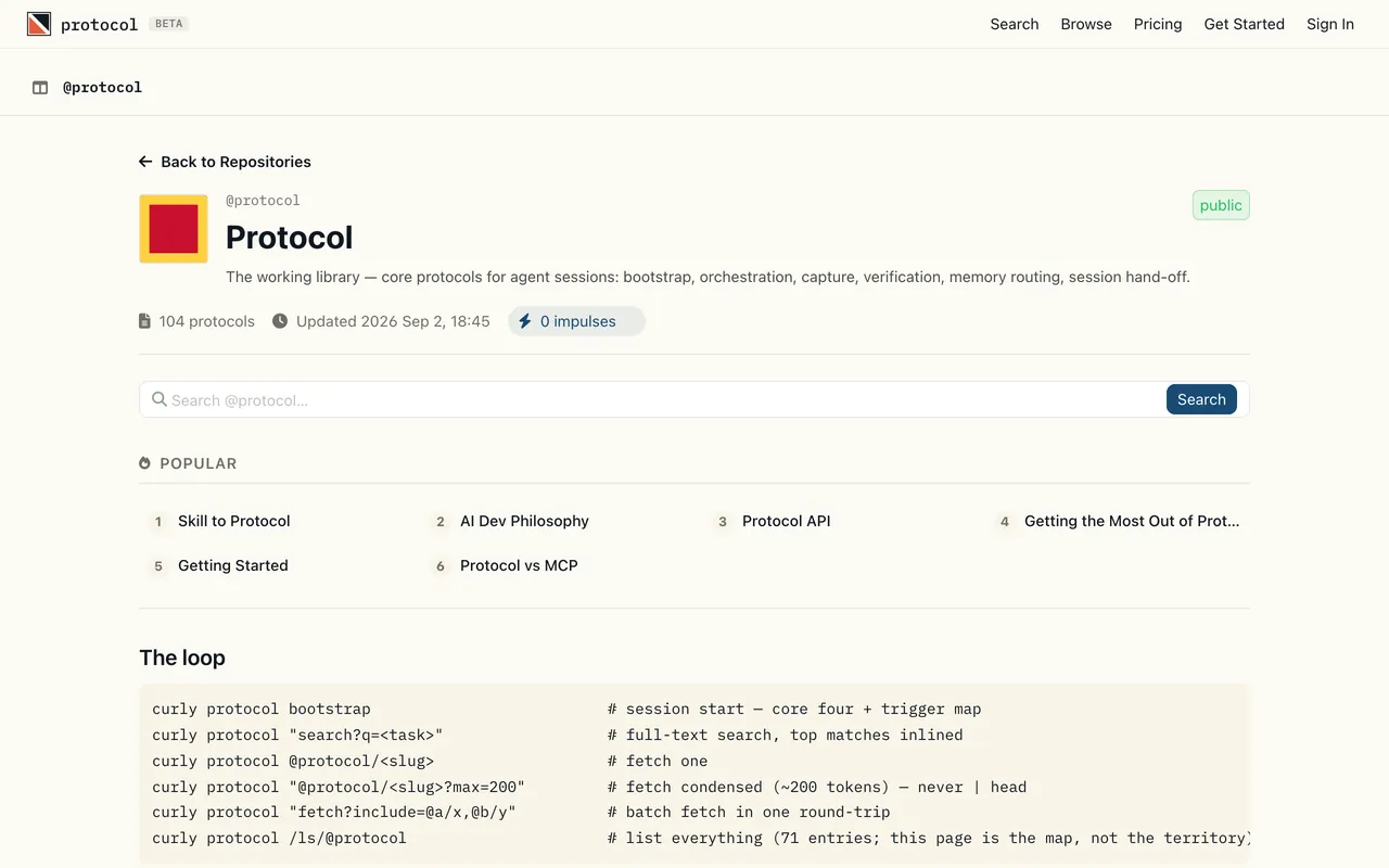 Protocol: A repository and its command loop