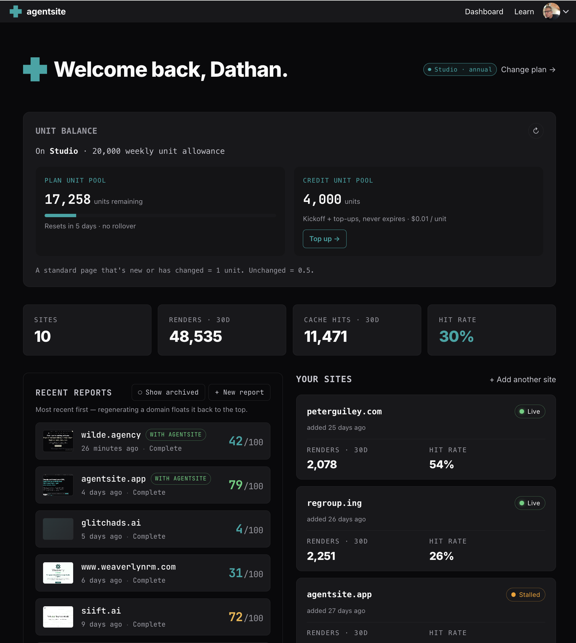 AgentSite multi-tenant dashboard