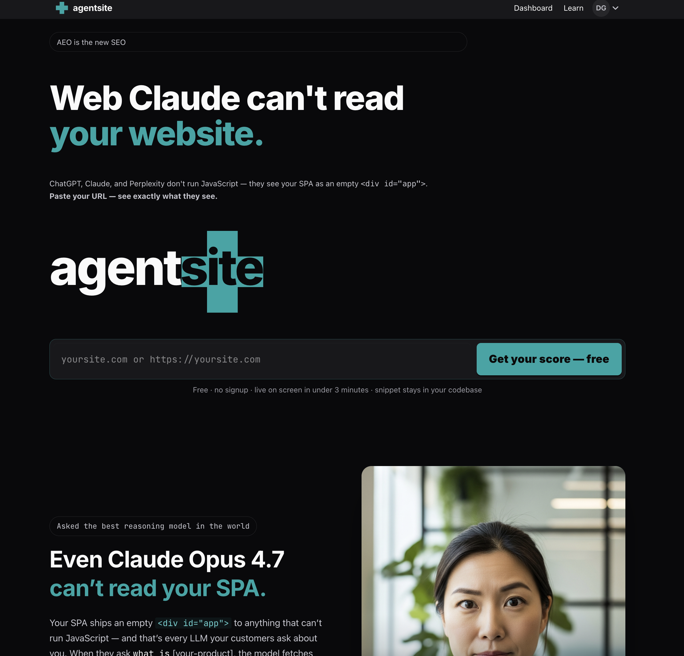 AgentSite landing page